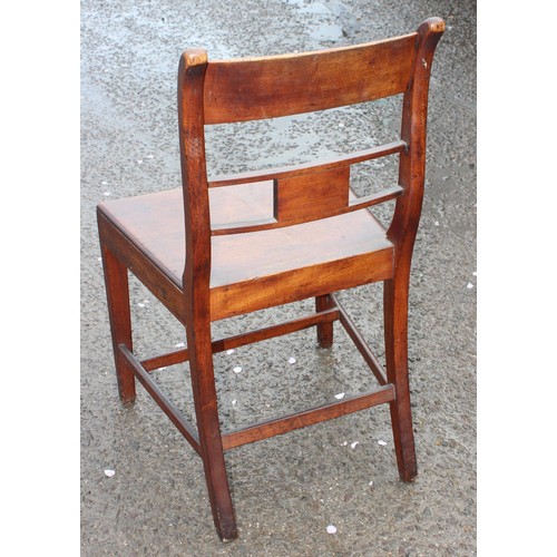 153 - Set of 5 early Victorian Suffolk backed mahogany dining chairs & an aesthetic period ebonised elbow ... 