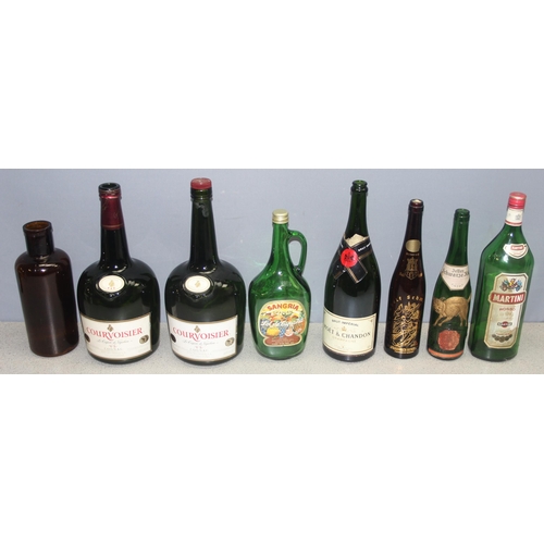 1869 - Qty of vintage empty alcohol bottles incl Moet & Chandon, 3ltr Courvoisier Cognac etc