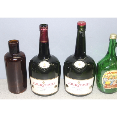 1869 - Qty of vintage empty alcohol bottles incl Moet & Chandon, 3ltr Courvoisier Cognac etc