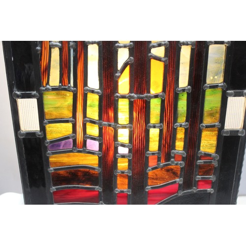 474 - Hanging leaded-stained glass panel, approx 43 x 31cm