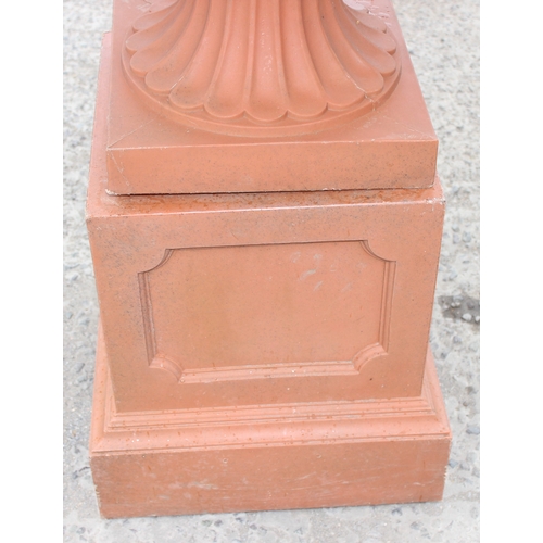 388 - A large classical style terracotta coloured garden fountain formed as a classical urn, ideal planter... 