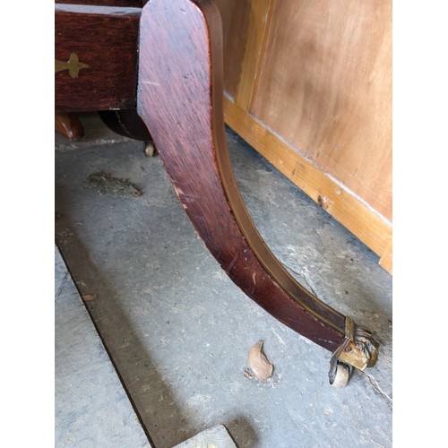 170 - An antique mahogany card table with fold over top, baize lined interior and  games, approx 90cm wide... 