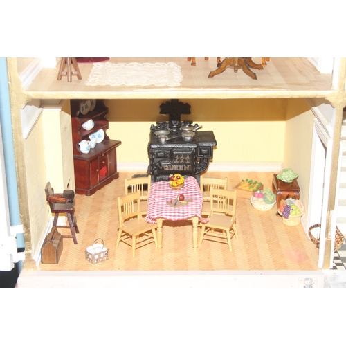 107 - Brian Stone of Wallingford - a very large bespoke made dolls house on stand formed as a Georgian tow... 