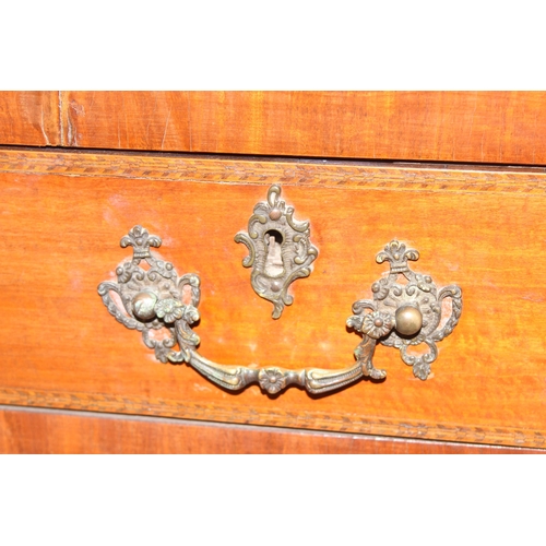 8 - A 19th century mahogany chest on chest with highly decorative brass drop handles, 2 over 3 to top, 2... 