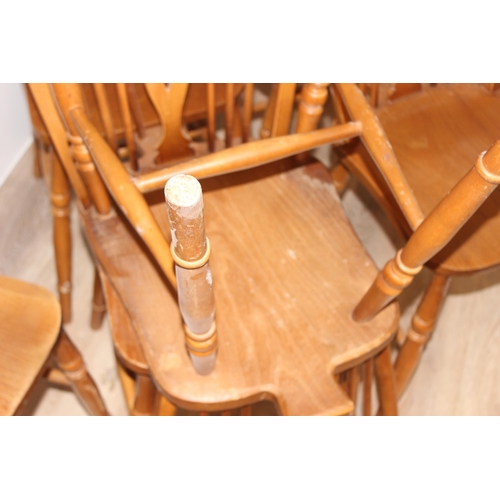 48 - A set of 6 vintage wheelback kitchen chairs with elm seats