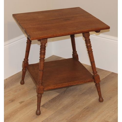 79 - An early 20th century oak occasional table with turned legs, approx 61cm wide x 61cm deep x 66cm tal... 