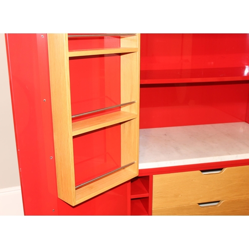 97 - John Lewis of Hungerford, an impressive free standing larder cupboard with glossy red painted finish... 