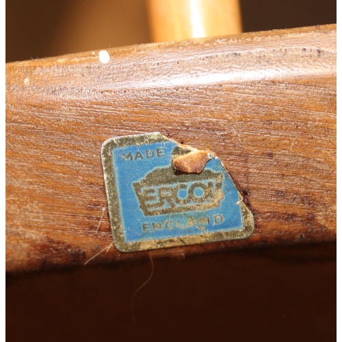 70 - A retro Ercol hooped back open armchair with original blue & gold label, approx 79cm tall