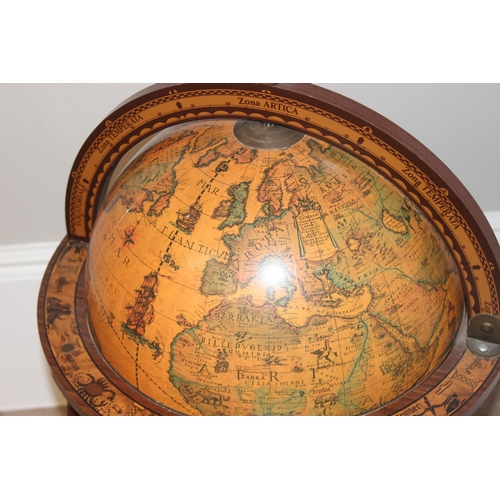 52 - Retro globe drinks cabinet, approx 49cm wide x 49cm deep x 96cm tall