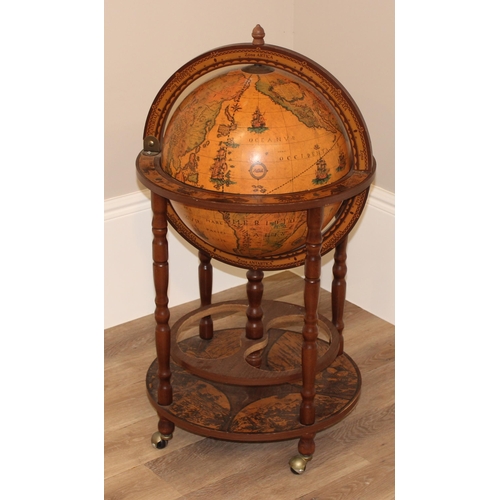 52 - Retro globe drinks cabinet, approx 49cm wide x 49cm deep x 96cm tall