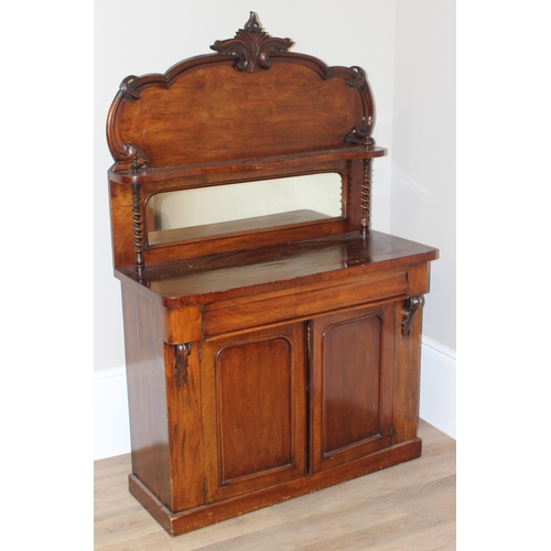 91 - A 19th century mahogany sideboard or buffet stand with mirror back, approx 105cm wide x 44cm deep x ... 