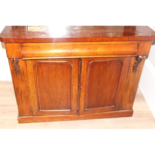 91 - A 19th century mahogany sideboard or buffet stand with mirror back, approx 105cm wide x 44cm deep x ... 