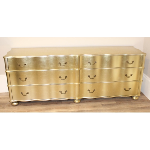 19 - Julian Chichester Regency range - an unusual wavy 6 drawer sideboard or chest of drawers, distressed... 