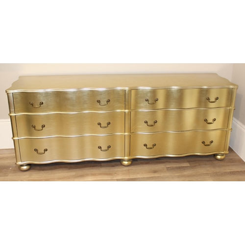 19 - Julian Chichester Regency range - an unusual wavy 6 drawer sideboard or chest of drawers, distressed... 