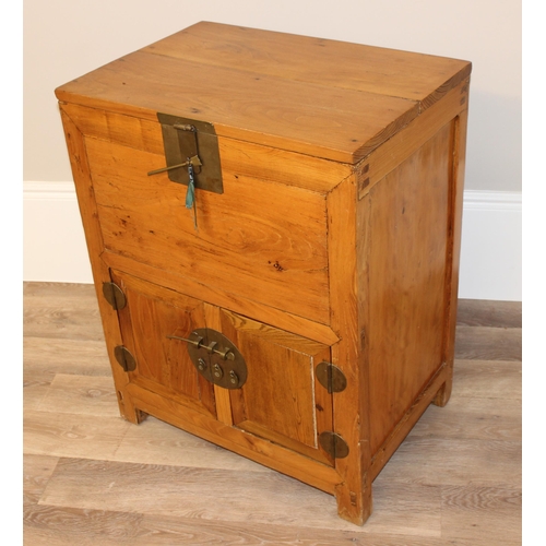 20 - A rare 19th century Beijing style Chinese elm Yumu money chest with brass fittings, with receipt fro... 