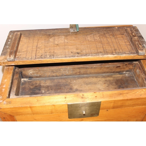 20 - A rare 19th century Beijing style Chinese elm Yumu money chest with brass fittings, with receipt fro... 