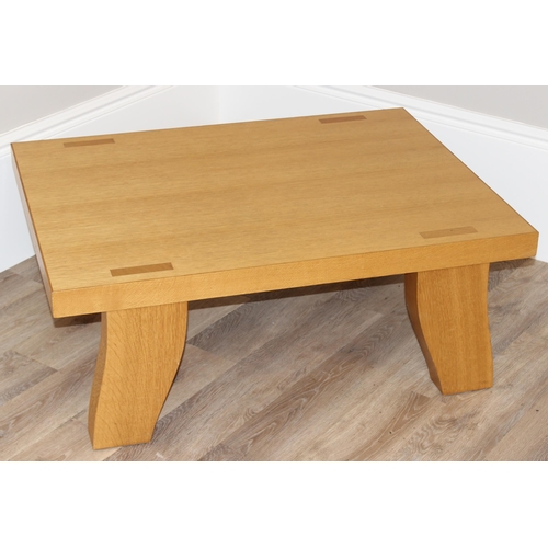 85 - Philippe Hurel, a superb quality Brutalist light oak coffee table with 4 legs, stamped to underside,... 