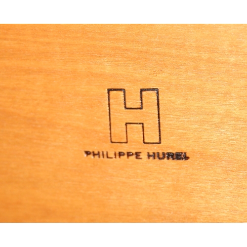 85 - Philippe Hurel, a superb quality Brutalist light oak coffee table with 4 legs, stamped to underside,... 