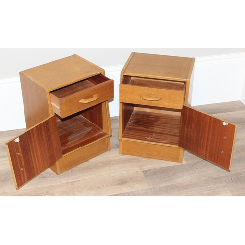 87 - A pair of retro E Gomme or G-plan bedside cabinets with single drawer, each approx 36cm wide x 32cm ... 