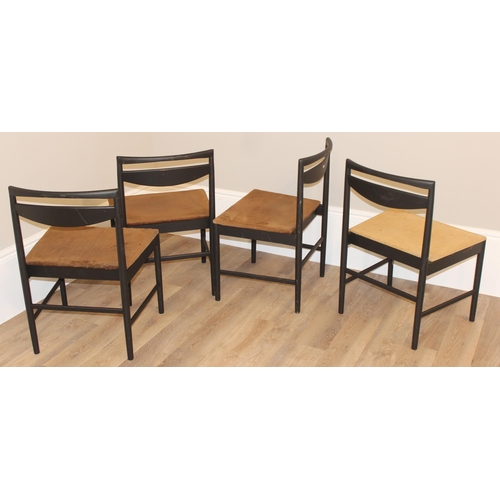 74 - A set of 4 black painted retro dining chairs in the manner of Tom Robertson for A.H. McIntosh of Kir... 