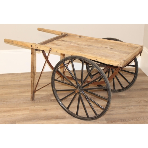 104 - A vintage flower or fruit seller's hand cart, approx 145cm wide x 81cm deep x 70cm tall