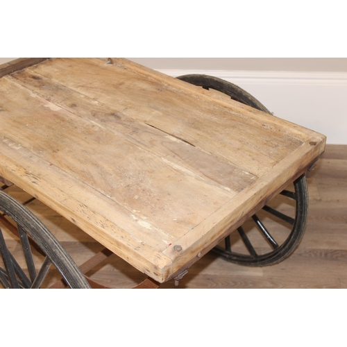 104 - A vintage flower or fruit seller's hand cart, approx 145cm wide x 81cm deep x 70cm tall