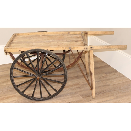 104 - A vintage flower or fruit seller's hand cart, approx 145cm wide x 81cm deep x 70cm tall