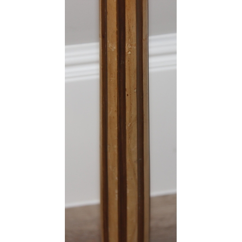 283 - An Art Deco period standard lamp with 2 tone wooden pillar and turned base, approx 157cm tall