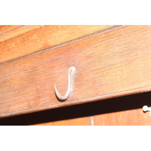 86 - A Georgian oak dresser, the base with 3 drawers with brass drop handles and the top with 3 shelves, ... 