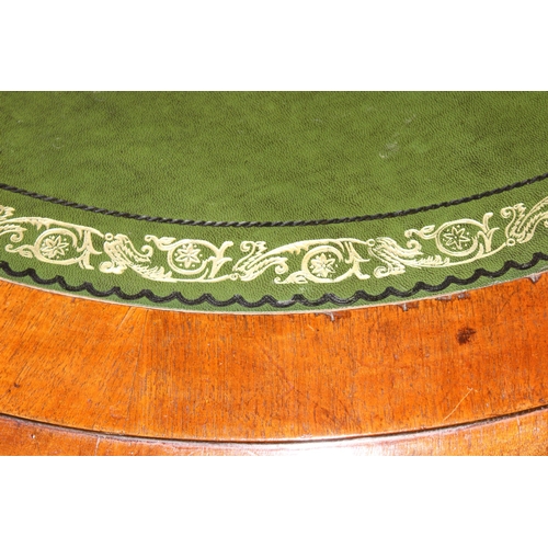 2 - A superb quality 19th century circular library table with gilt tooled green leather top, reeded colu... 