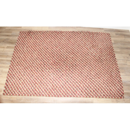 211 - A modern John Lewis wool and cotton rug, Jelly Bean Cranberry Stripe pattern, approx 295cm x 202cm