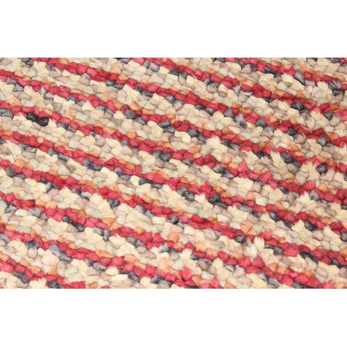 211 - A modern John Lewis wool and cotton rug, Jelly Bean Cranberry Stripe pattern, approx 295cm x 202cm