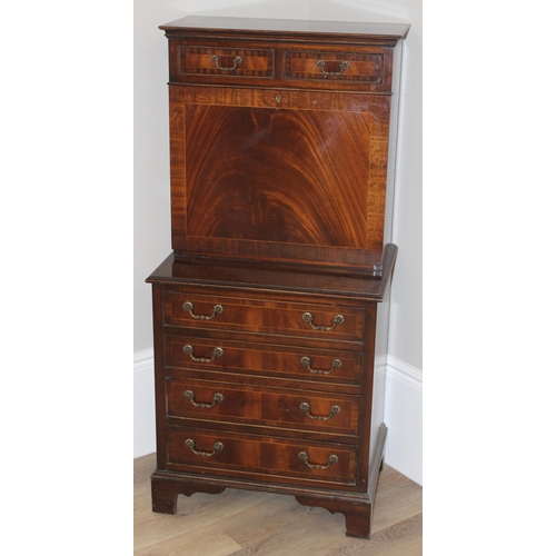 14 - An antique style mahogany fall front bureau or writing desk, approx 63cm wide x 45cm deep x 136cm ta... 