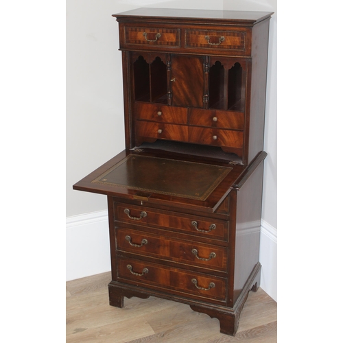 14 - An antique style mahogany fall front bureau or writing desk, approx 63cm wide x 45cm deep x 136cm ta... 