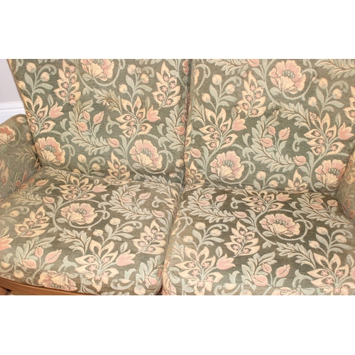 24 - Ercol floral patterned 2 seater sofa and 2 similar chairs, sofa approx 140cm wide x 85cm deep x 103c... 