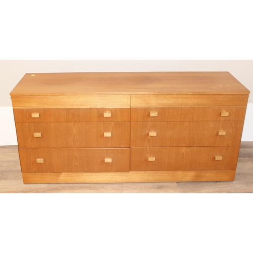 23 - A retro Remploy 6 drawer sideboard or chest of drawers, approx 150cm wide x 45cm deep x 68cm tall