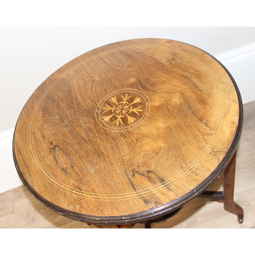 88 - An Edwardian Sheraton Revival circular topped mahogany side table, approx 60cm wide x 60cm deep x 71... 