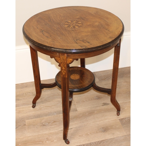 88 - An Edwardian Sheraton Revival circular topped mahogany side table, approx 60cm wide x 60cm deep x 71... 