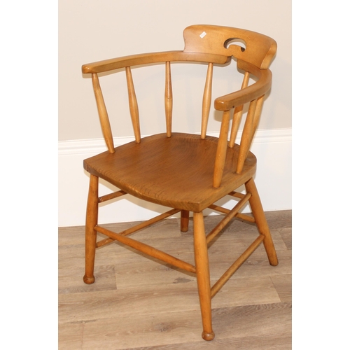 51 - A vintage elm seated smokers bow chair, approx 55cm wide x 55cm deep x 81cm tall