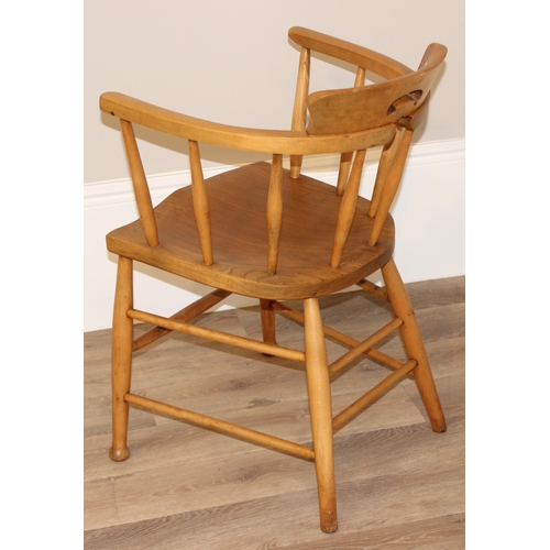 51 - A vintage elm seated smokers bow chair, approx 55cm wide x 55cm deep x 81cm tall