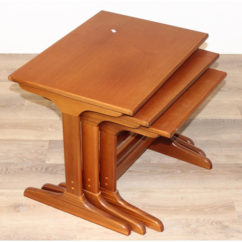 32 - A retro G-Plan style nest of tables, seemingly unmarked, largest approx 58cm wide x 42cm deep x 48cm... 