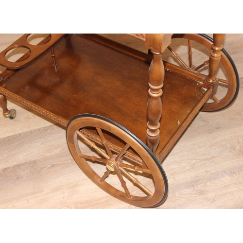 37 - A vintage hostess trolley and retro side table, trolley approx 90cm wide x 55cm deep x 75cm tall