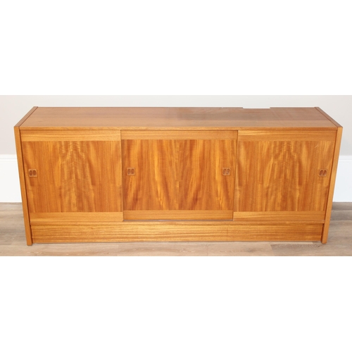 22 - Clausen & Sohn retro Danish 3 door sideboard, approx 180cm wide x 45cm deep x 75cm tall