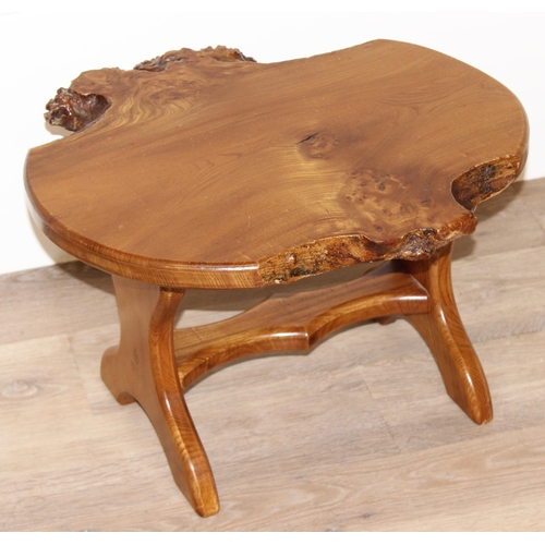 33 - A small vintage burr elm table low table, approx 47cm wide x 45cm deep x 31cm tall