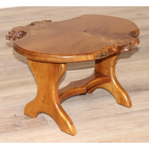 33 - A small vintage burr elm table low table, approx 47cm wide x 45cm deep x 31cm tall