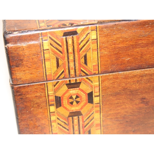 336 - An antique inlaid wooden writing slope, approx 40cm wide x 24cm deep x 16cm tall