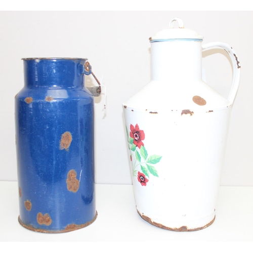 1774 - 4 items of vintage enamelware to incl 2 salt bins, and a large decorative bowl (5)