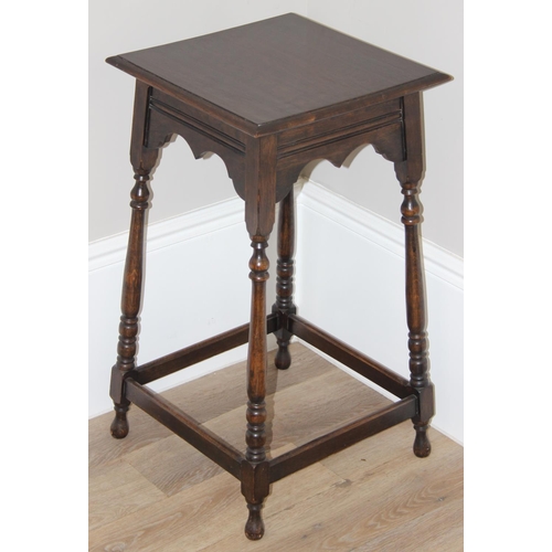 179 - Antique Mahogany square topped occasional table, approx 41 x 41 x 74cm