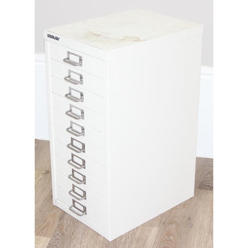 66 - 10-drawer Bisley steel cabinet in white, approx 59cm tall x 38 x 28cm