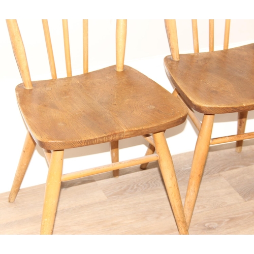 108 - Set of 4 mid-century Ercol spindle-back chairs with blue label